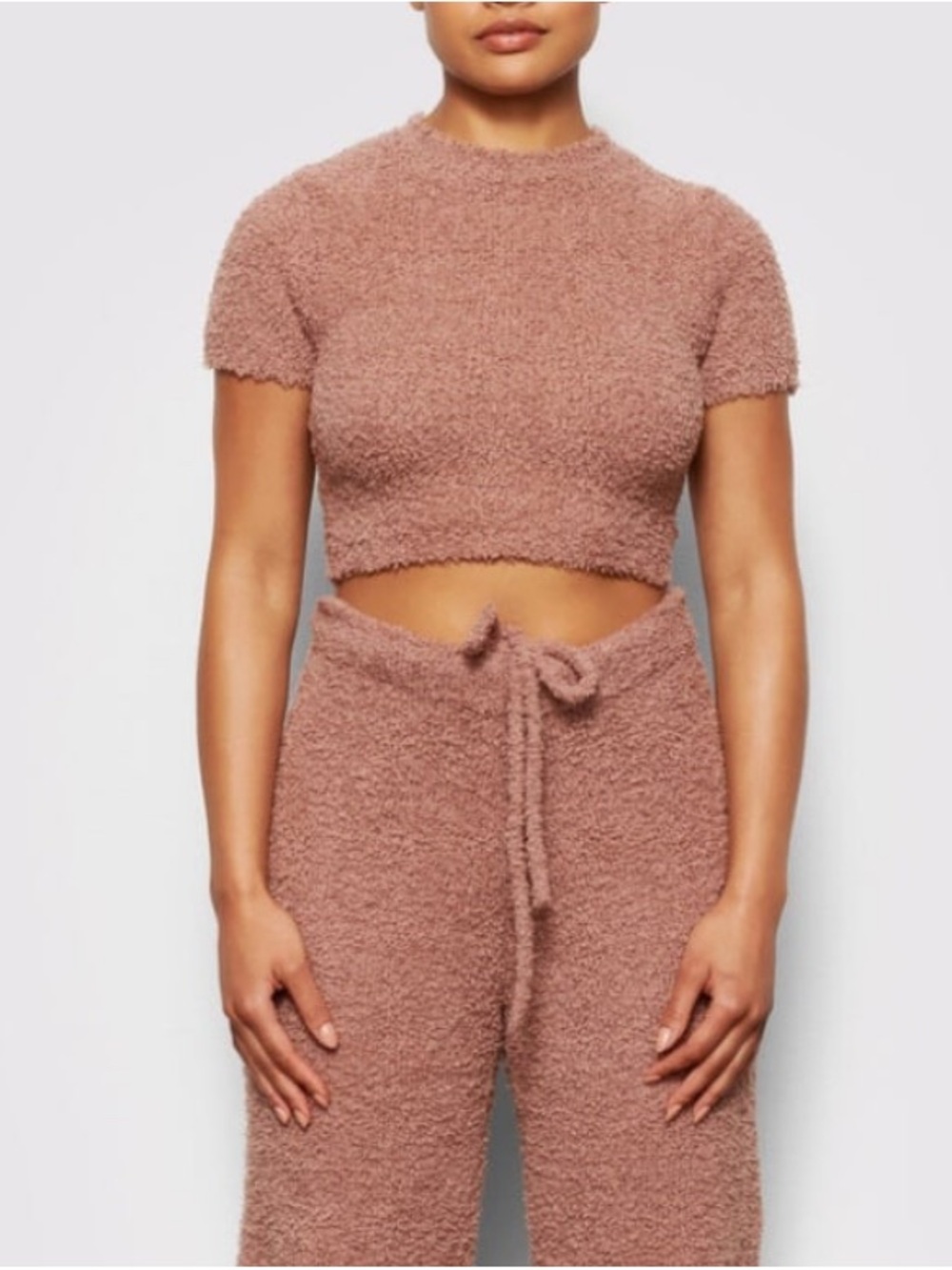 Skims Cozy Knit Cropped T-Shirt